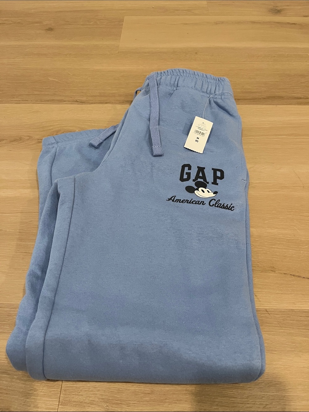 GAP x Disney Boys Sky Blue Sweatpants with Mickey ‘American Classic' Logo